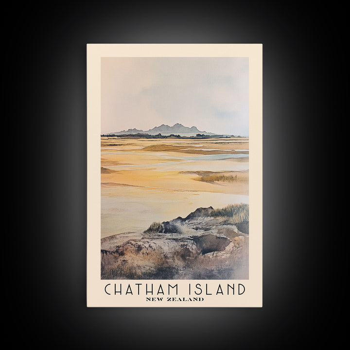 Chatham Island, New Zealand Watercolor Print, Vacation Gift, New Zealand Wall Art, Beach Painting, Beach Decor, Large Wall Art, Wood Frame Art