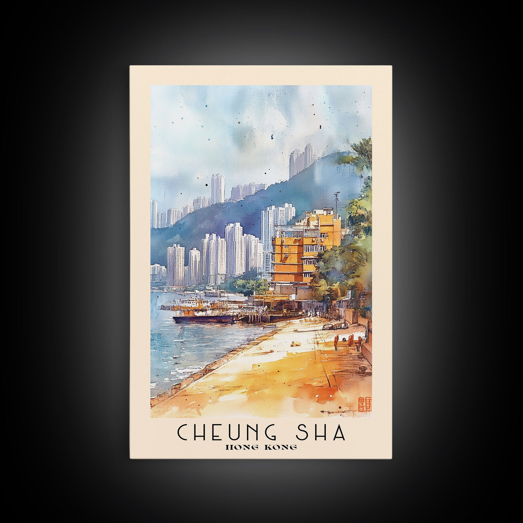 Cheung Sha, Hong Kong Watercolor Print, Vacation Gift, Hong Kong Wall Art, Vacation Wall Art, Vacatation Memories, Beach Decor, Beach Or Lakehouse Art