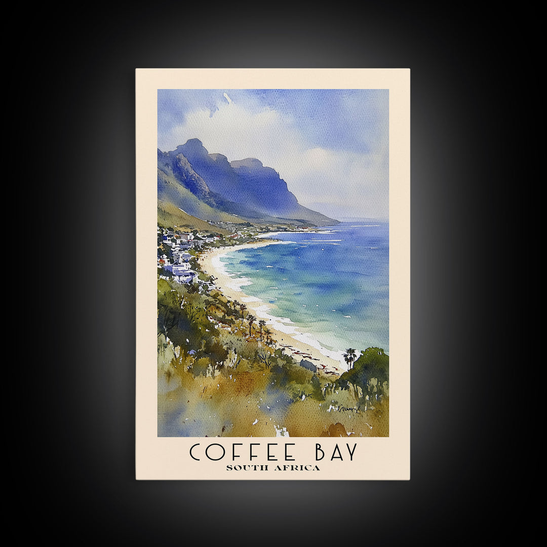 Coffee Bay, South Africa Watercolor Print, Vacation Gift, South Africa Wall Art, Beach Painting, Beach Decor, Large Wall Art, Wood Frame Art