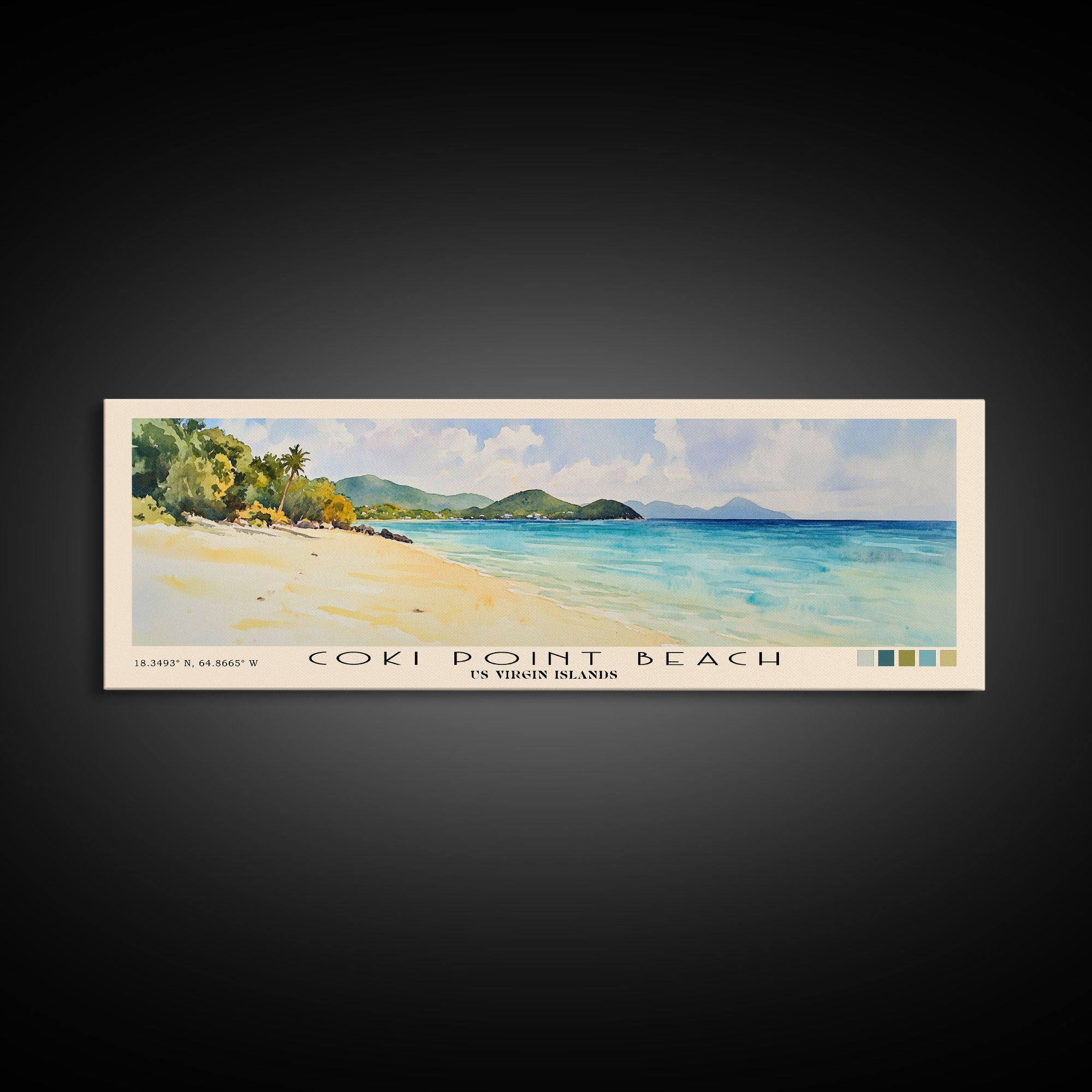 Coki Point Beach, US Virgin islands Watercolor Print, Vacation Gift, US Virgin islands Wall Art, Vacation Wall Art, Vacatation Memories, Beach Decor, Beach Or Lakehouse Art