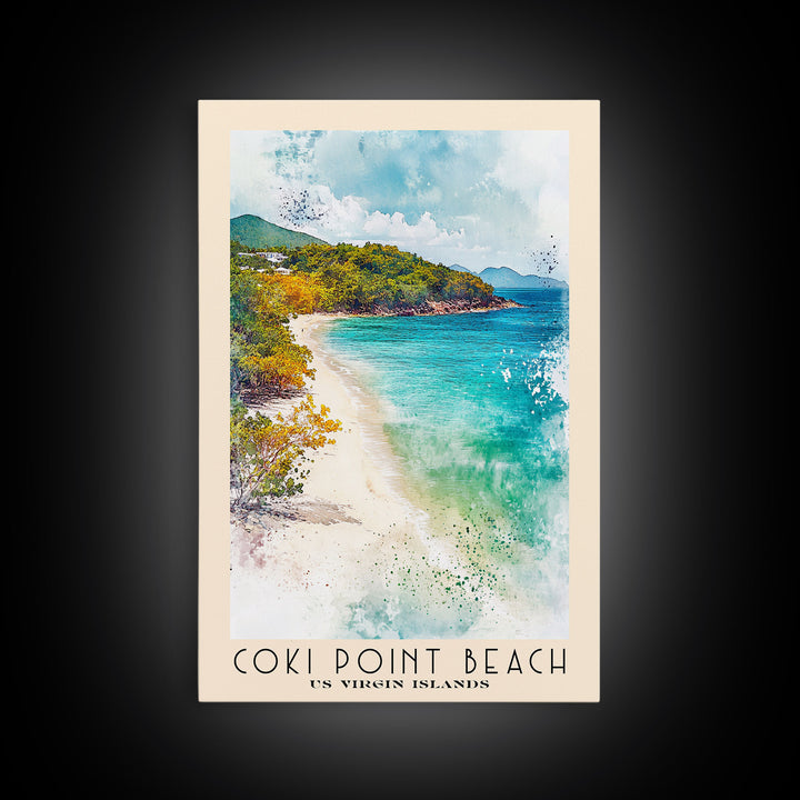 Coki Point Beach, US Virgin islands Watercolor Print, Vacation Gift, US Virgin islands Wall Art, Vacation Wall Art, Vacatation Memories, Beach Decor, Beach Or Lakehouse Art