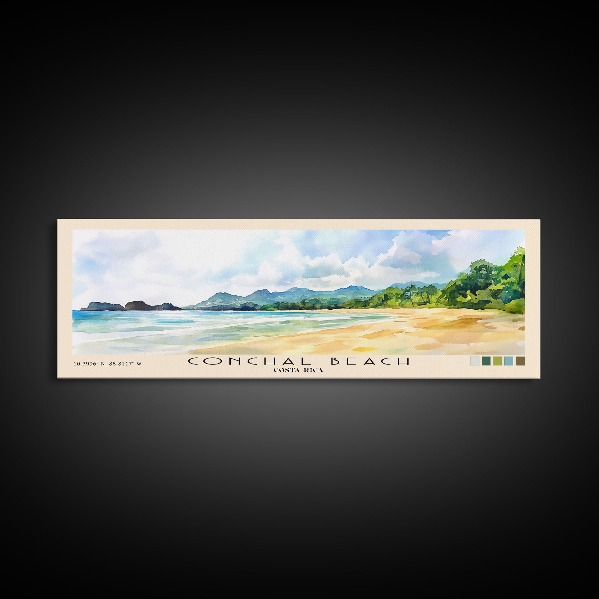 Conchal Beach, Costa Rica Watercolor Print, Vacation Gift, Costa Rica Wall Art, Vacation Wall Art, Vacatation Memories, Beach Decor, Beach Or Lakehouse Art