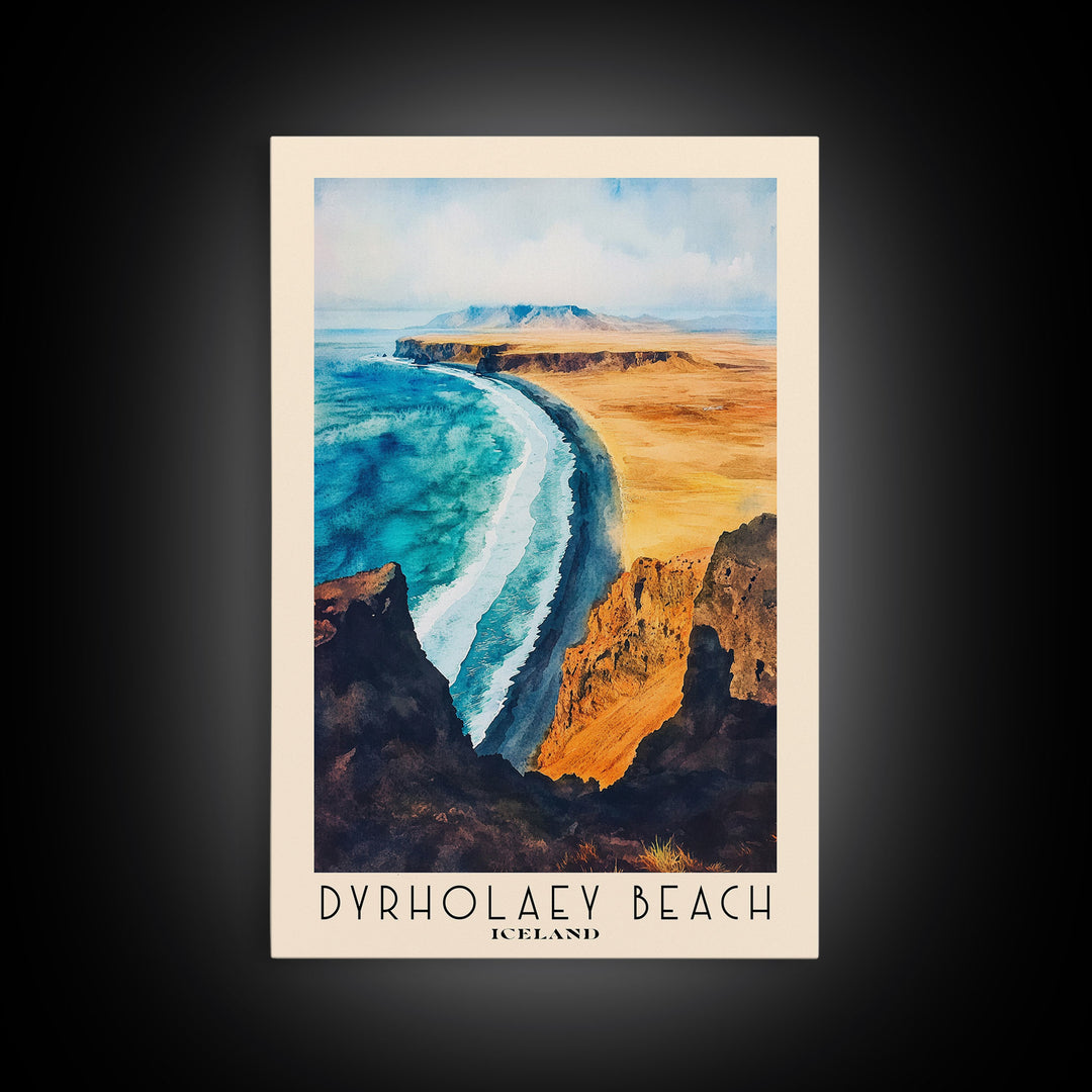 Dyrholaey Beach, Iceland Watercolor Print, Vacation Gift, Iceland Wall Art, Beach Painting, Beach Decor, Beach Or Lakehouse Art