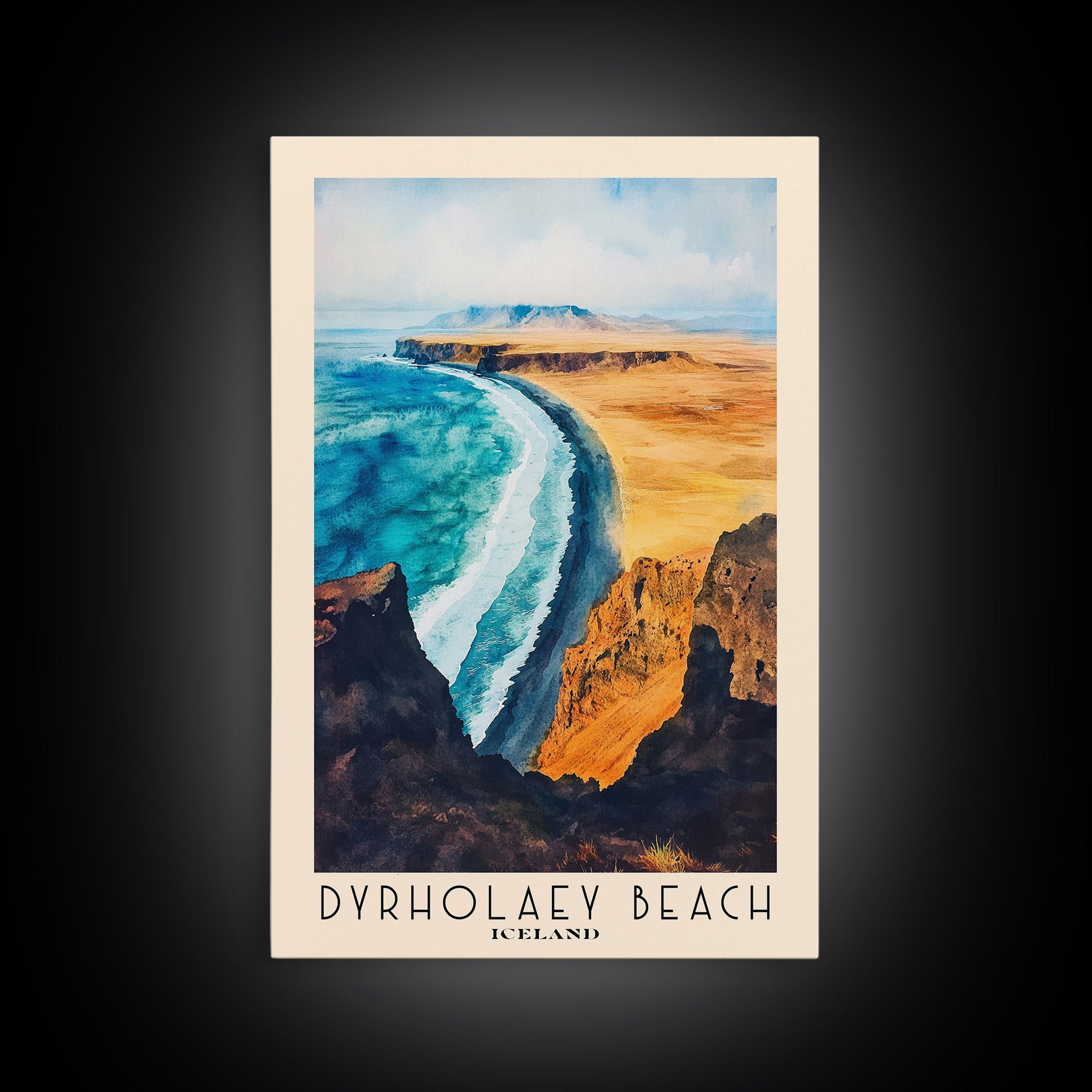 Dyrholaey Beach, Iceland Watercolor Print, Vacation Gift, Iceland Wall Art, Beach Painting, Beach Decor, Beach Or Lakehouse Art