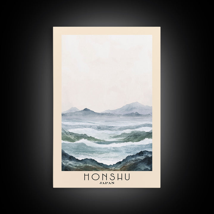 Honshu, Japan Watercolor Print, Vacation Gift, Japan Wall Art, Beach Painting, Beach Decor, Large Wall Art, Wood Frame Art