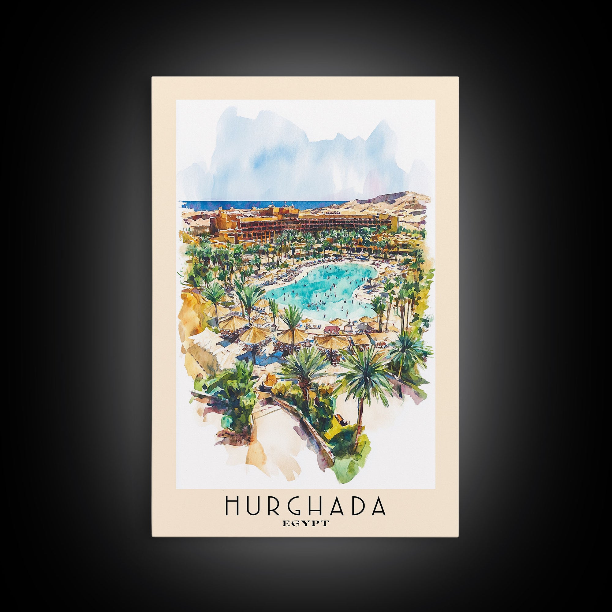 Hurghada, Egypt Watercolor Beach Print, Vacation Gift, Egypt Wall Art, Beach Painting, Beach Decor, Beach Painting