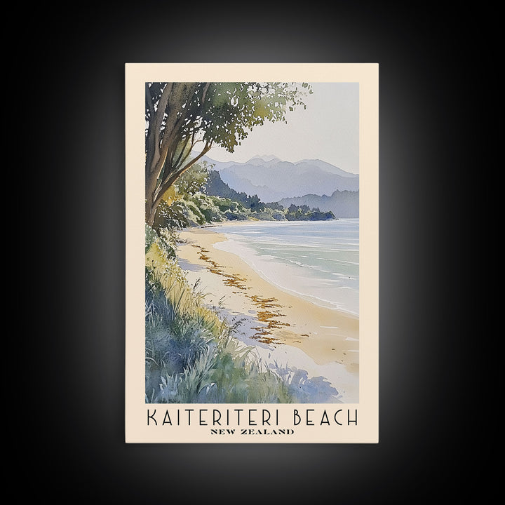 Kaiteriteri Beach, New Zealand Watercolor Beach Print, Vacation Gift, New Zealand Wall Art, Framed Canvas Print, Framed Beach Painting