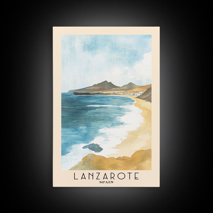Lanzarote, Spain Watercolor Print, Vacation Gift, Spain Wall Art, Vacation Wall Art, Vacatation Memories, Beach Decor, Beach Or Lakehouse Art