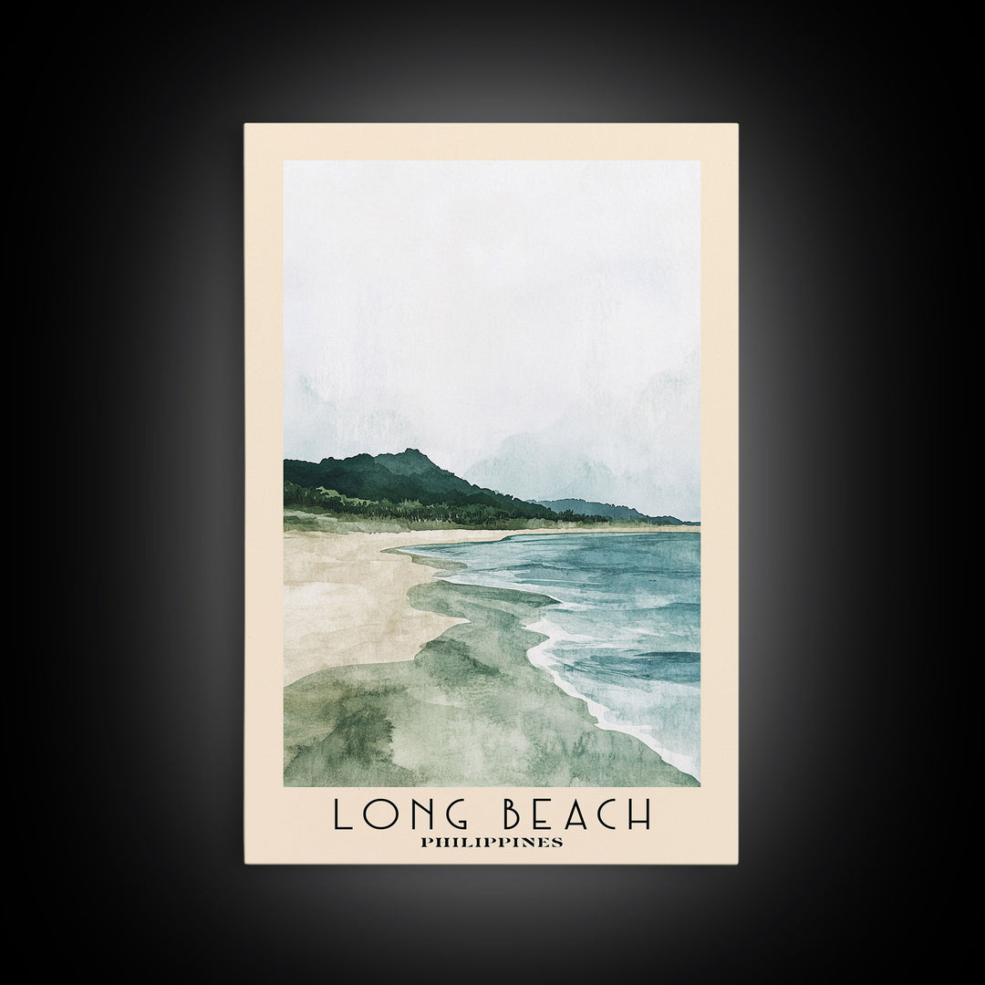 Long Beach, Philippines Watercolor Print, Vacation Gift, Philippines Wall Art, Beach Painting, Beach Decor, Beach Or Lakehouse Art