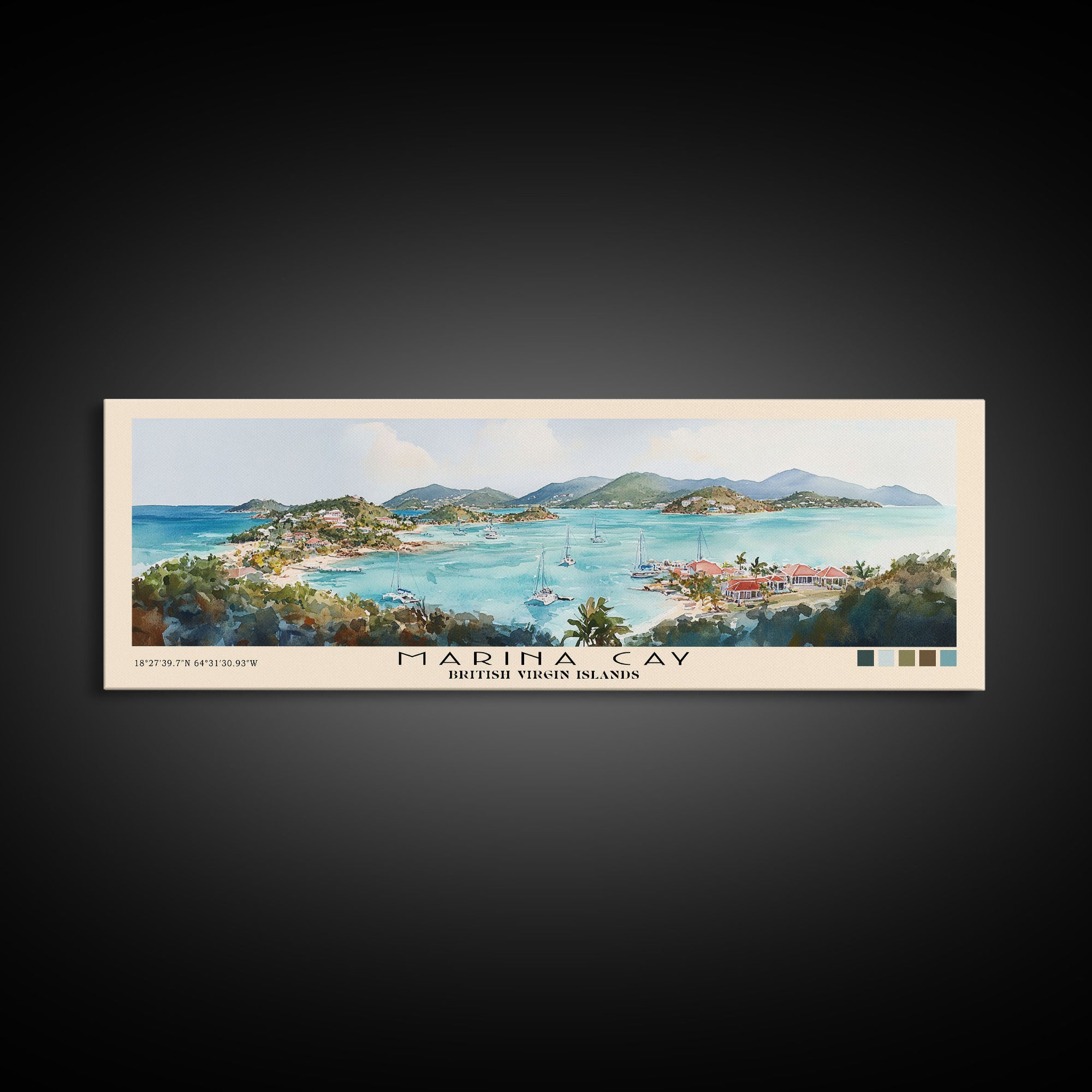 Marina Cay, British Virgin Islands, United Kingdom Watercolor Print, Vacation Gift, United Kingdom Wall Art, Beach Painting, Beach Decor, Beach Or Lakehouse Art