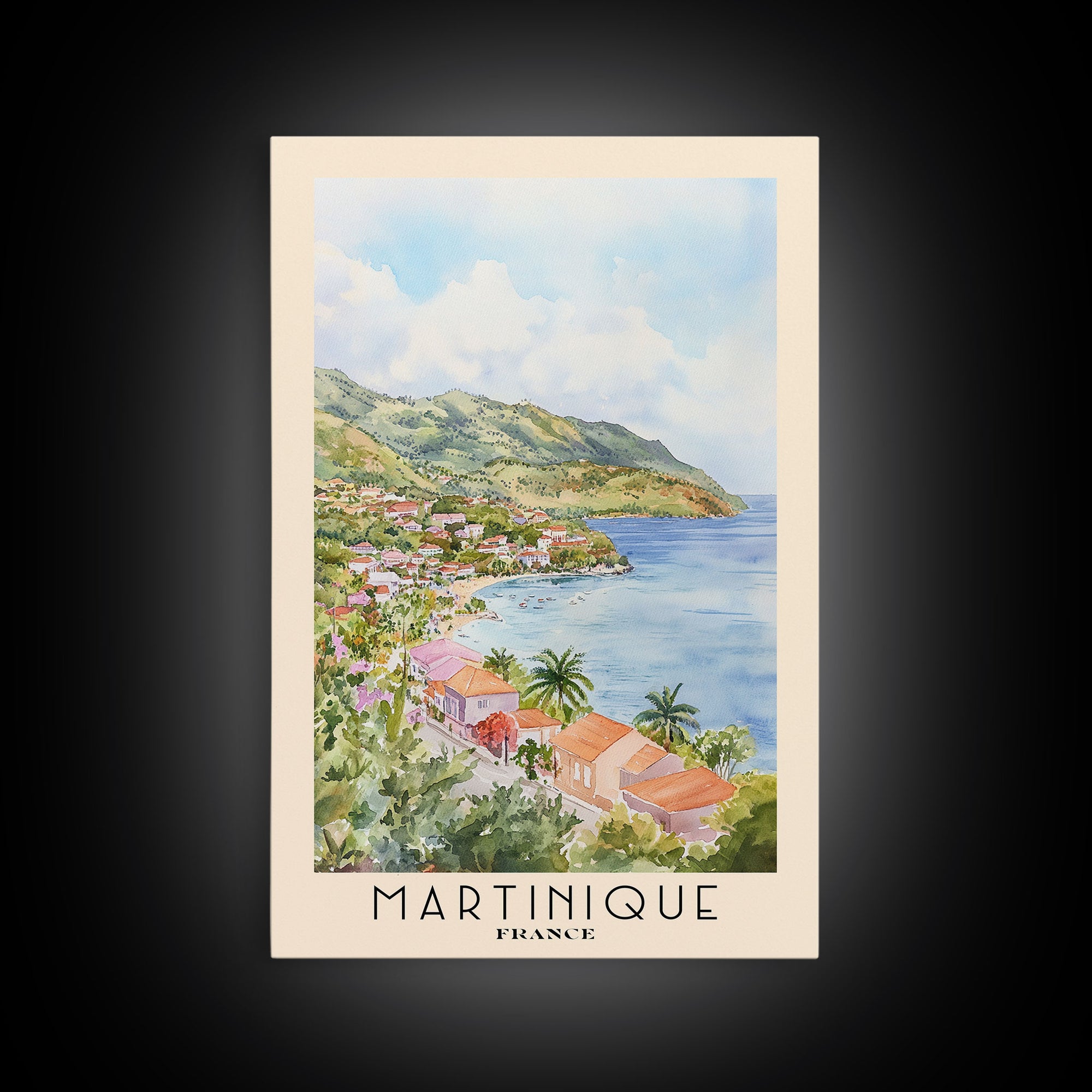 Martinique, France Watercolor Print, Vacation Gift, France Wall Art, Vacation Wall Art, Vacatation Memories, Beach Decor, Beach Or Lakehouse Art