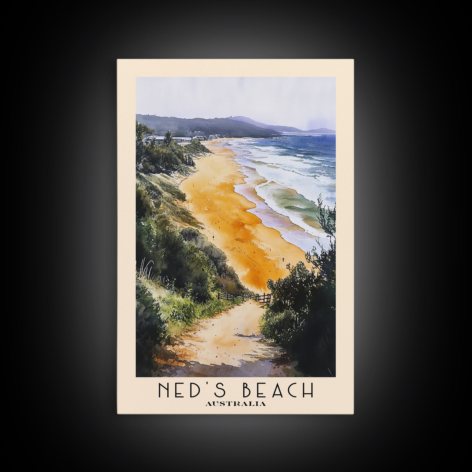 Ned's Beach, Australia Watercolor Print, Vacation Gift, Australia Wall Art, Vacation Wall Art, Vacatation Memories, Beach Decor, Beach Or Lakehouse Art