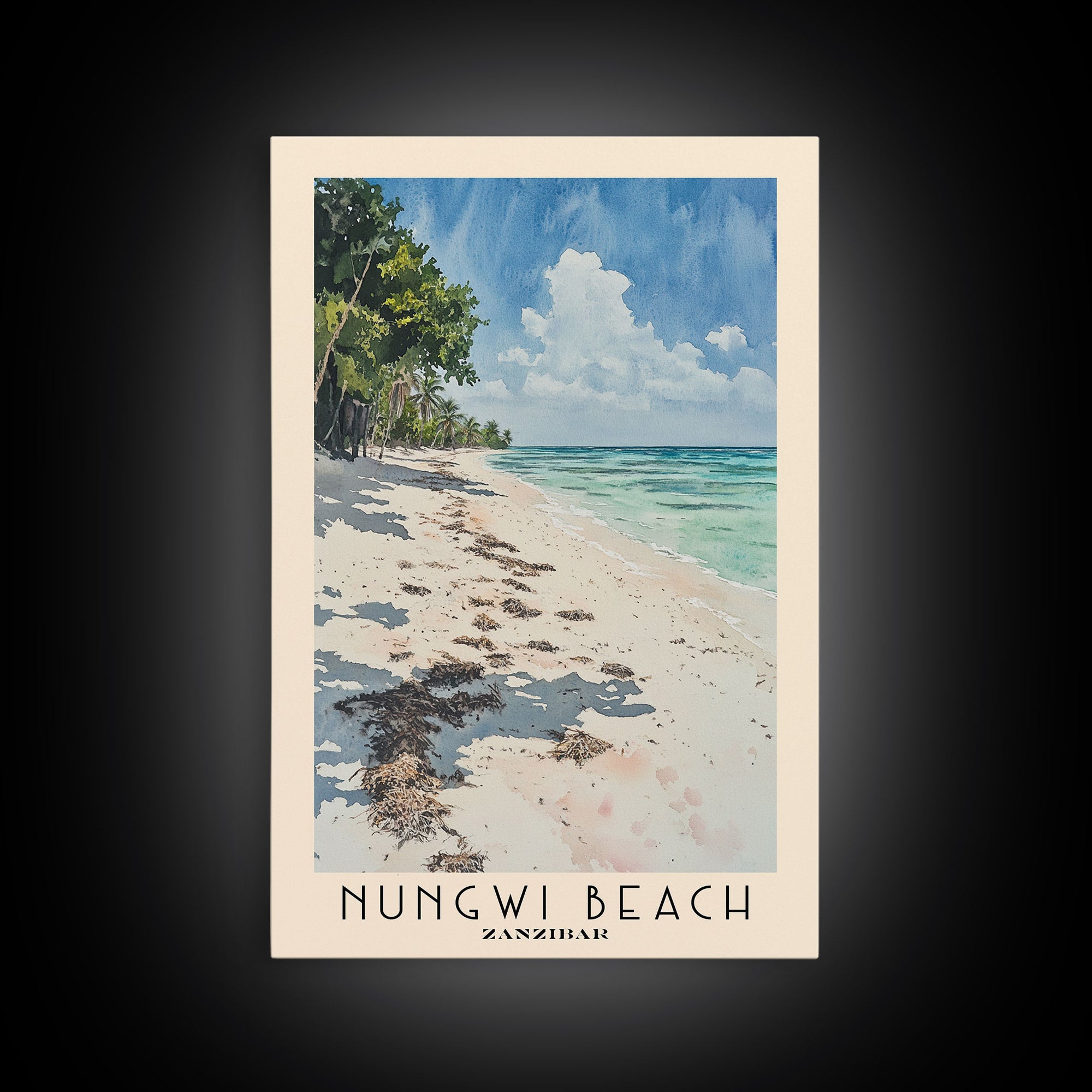 Nungwi Beach, Zanzibar Watercolor Print, Vacation Gift, Zanzibar Wall Art, Beach Painting, Beach Decor, Beach Or Lakehouse Art