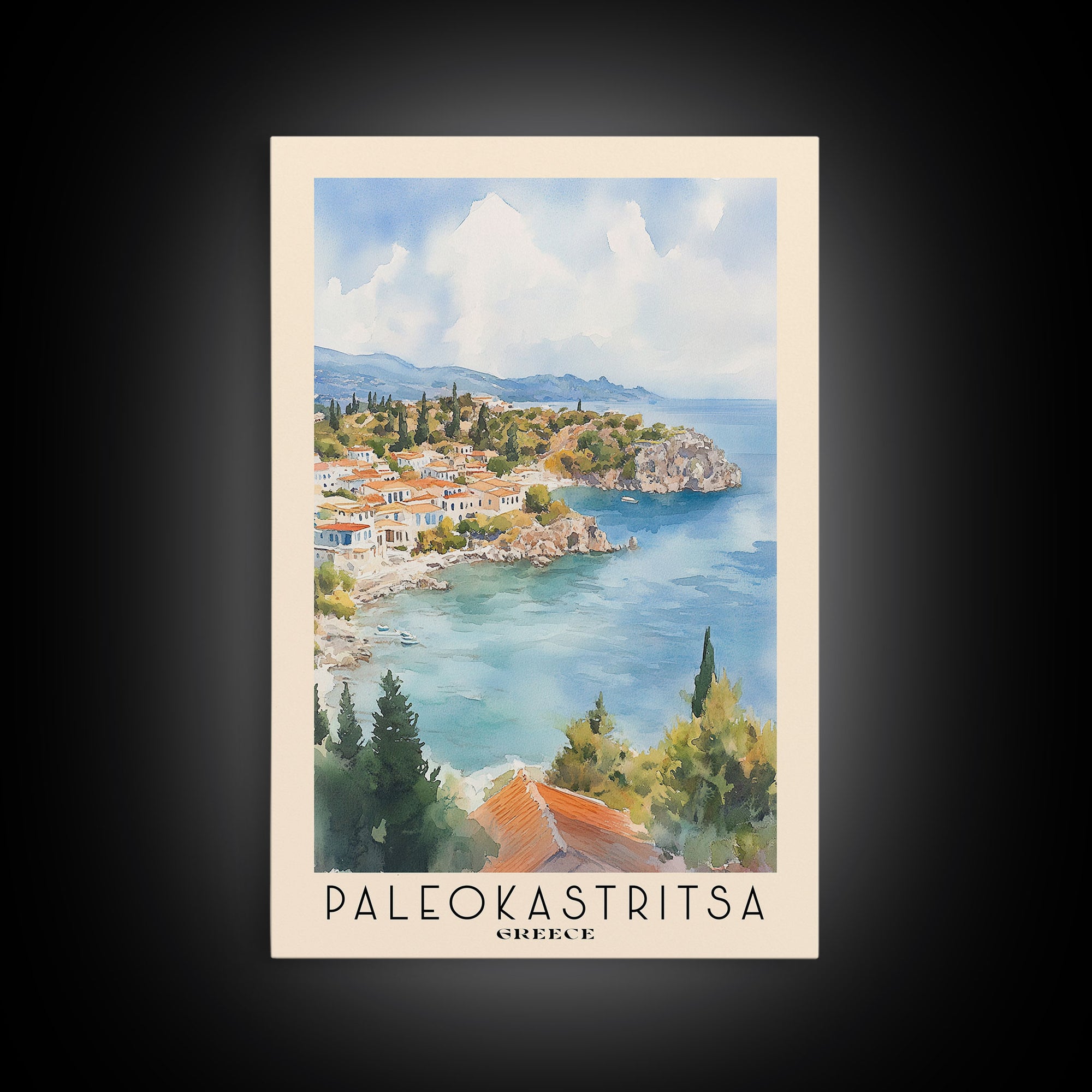 Paleokastritsa, Greece Watercolor Print, Vacation Gift, Greece Wall Art, Beach Painting, Beach Decor, Beach Or Lakehouse Art