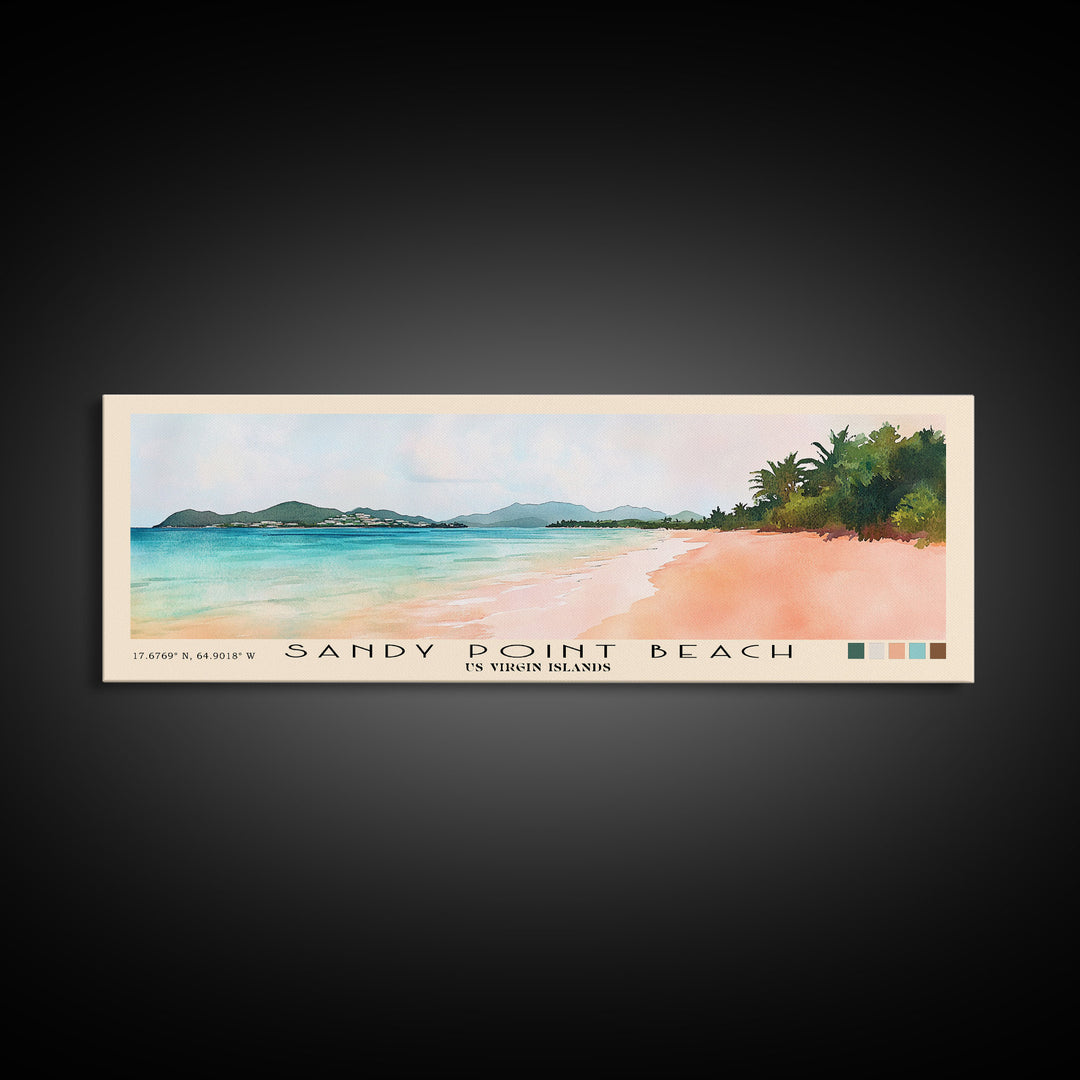 Sandy Point Beach, US Virgin islands Watercolor Print, Vacation Gift, US Virgin islands Wall Art, Beach Painting, Beach Decor, Beach Or Lakehouse Art