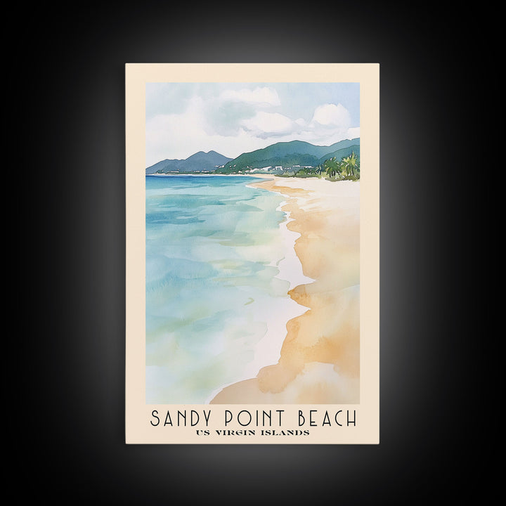 Sandy Point Beach, US Virgin islands Watercolor Print, Vacation Gift, US Virgin islands Wall Art, Beach Painting, Beach Decor, Beach Or Lakehouse Art
