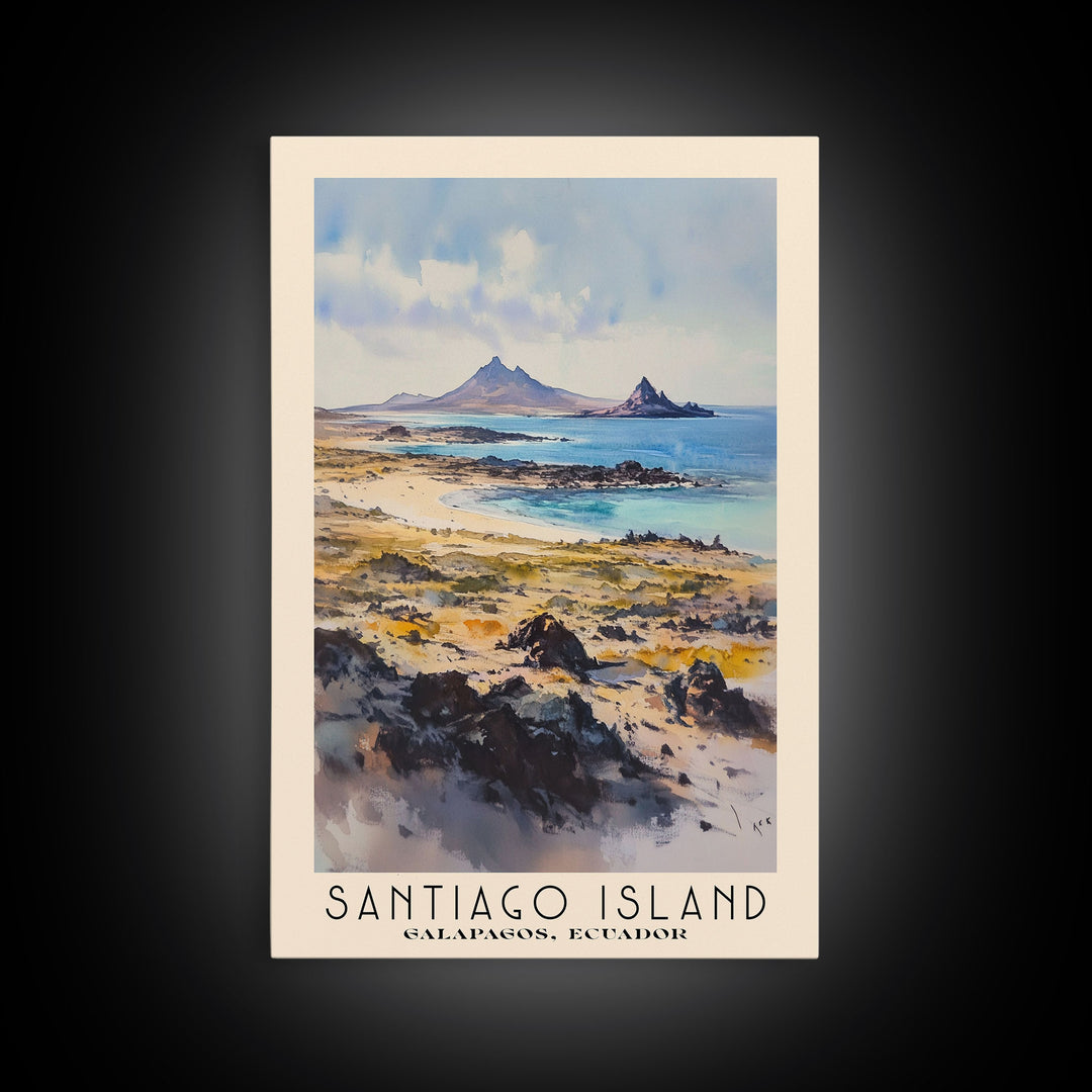 Santiago Island, Galapagos, Ecuador Watercolor Print, Vacation Gift, Galapagos, Ecuador Wall Art, Beach Painting, Beach Decor, Beach Or Lakehouse Art