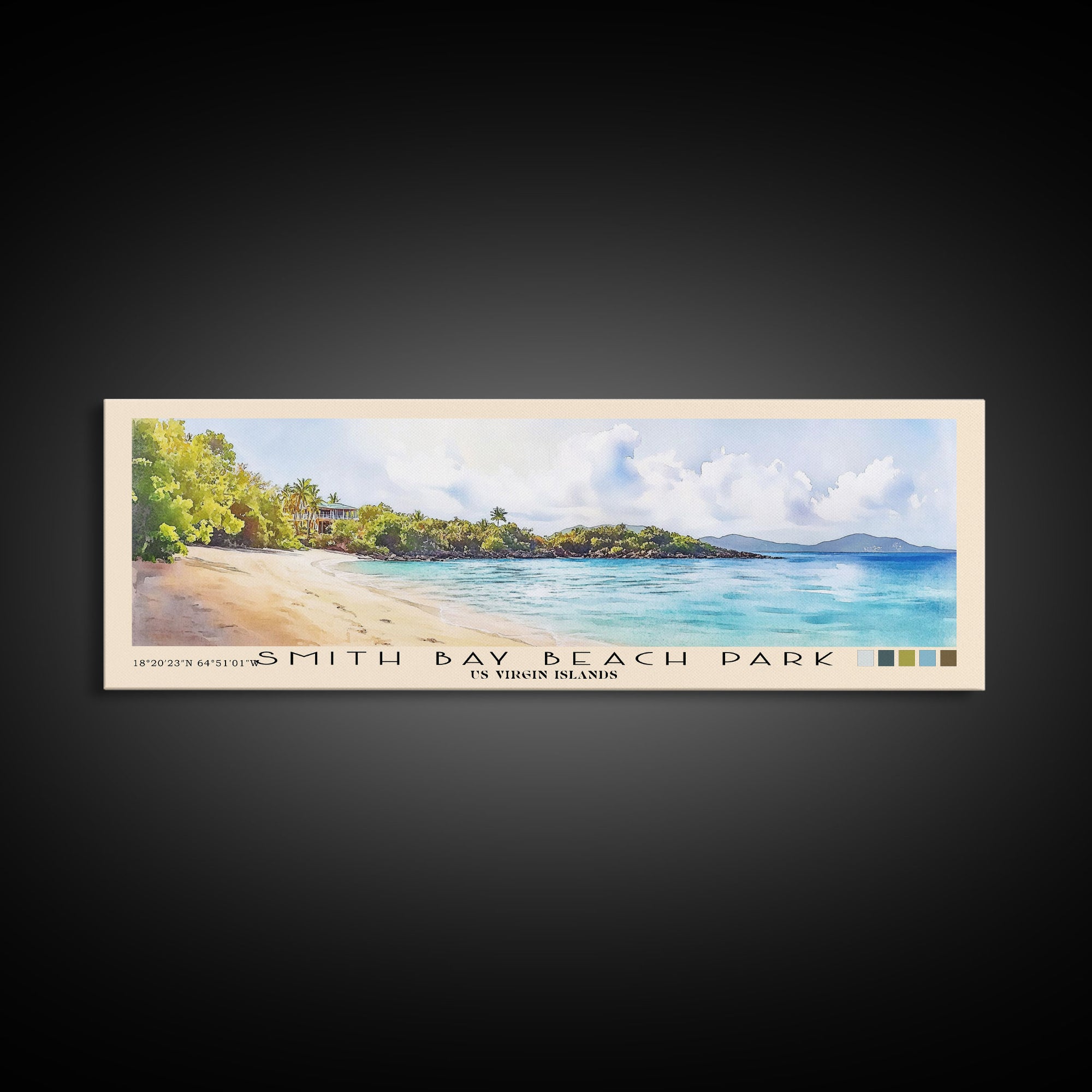 Smith Bay Beach Park, US Virgin islands Watercolor Beach Print, Vacation Gift, US Virgin islands Wall Art, Beach Painting, Beach Decor, Beach Painting