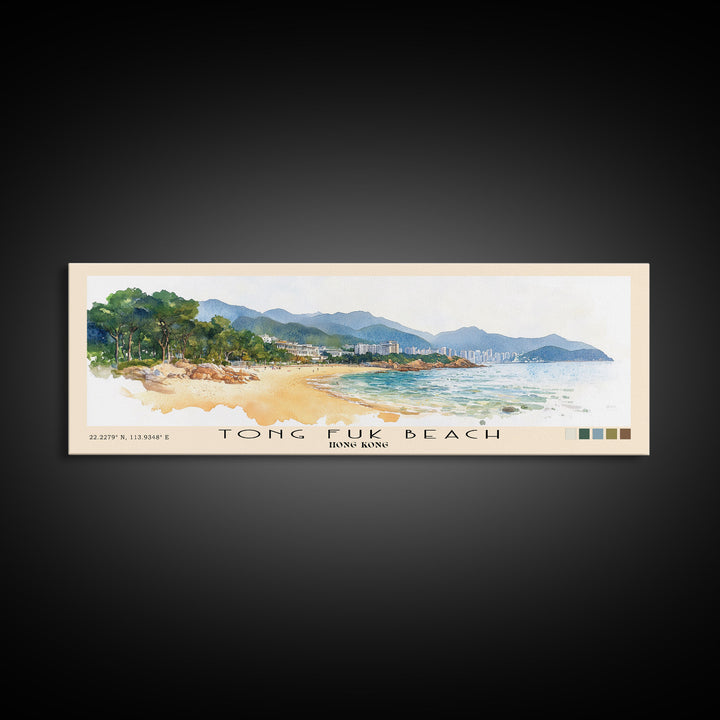 Tong Fuk Beach, Hong Kong Watercolor Print, Vacation Gift, Hong Kong Wall Art, Vacation Wall Art, Vacatation Memories, Beach Decor, Beach Or Lakehouse Art