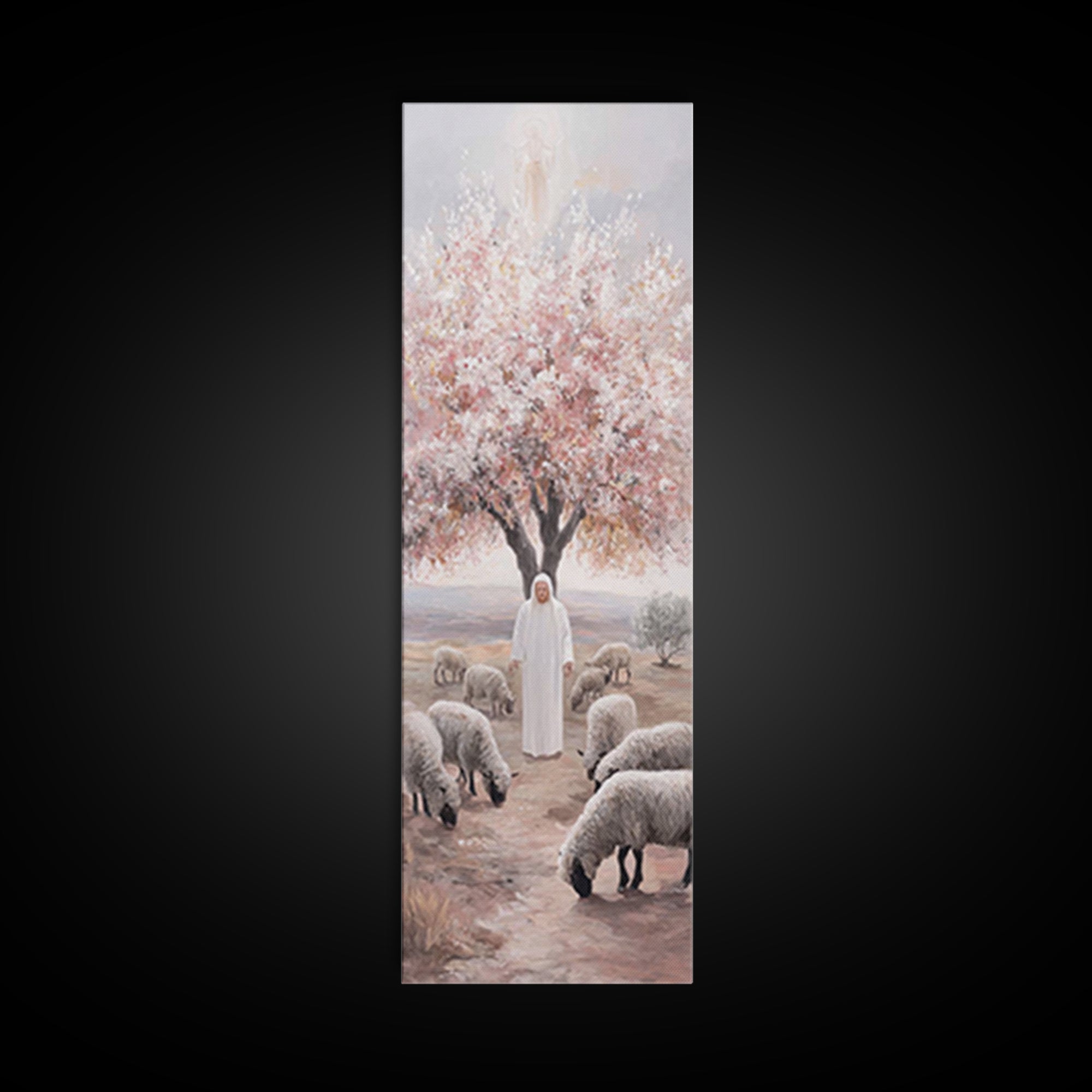 Blossoms Of Grace – Framed Canvas Print – Christian Wall Art – Jesus Painting – Christian Art Canvas – Tall Narrow Wall Art