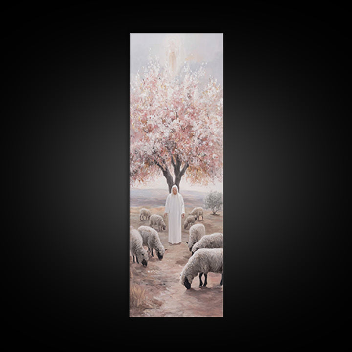 Blossoms Of Grace – Framed Canvas Print – Christian Wall Art – Jesus Painting – Christian Art Canvas – Tall Narrow Wall Art