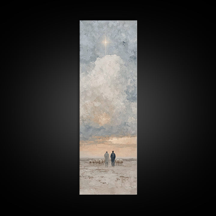 Shepherds Under Heaven – Framed Canvas Print – Tall Narrow Wall Art – Christian Art Canvas – Christian Wall Art – Jesus Painting