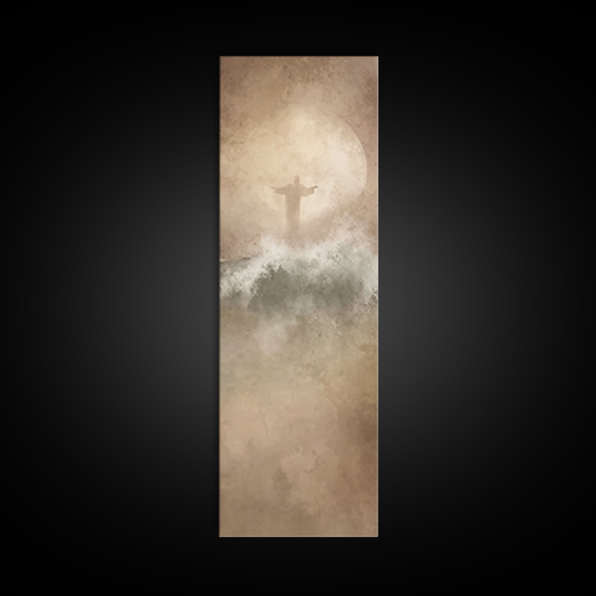 Waves Of Peace, Framed Canvas Print, Skinny Art, Christian Wall Art, Jesus Painting, Christian Art Canvas