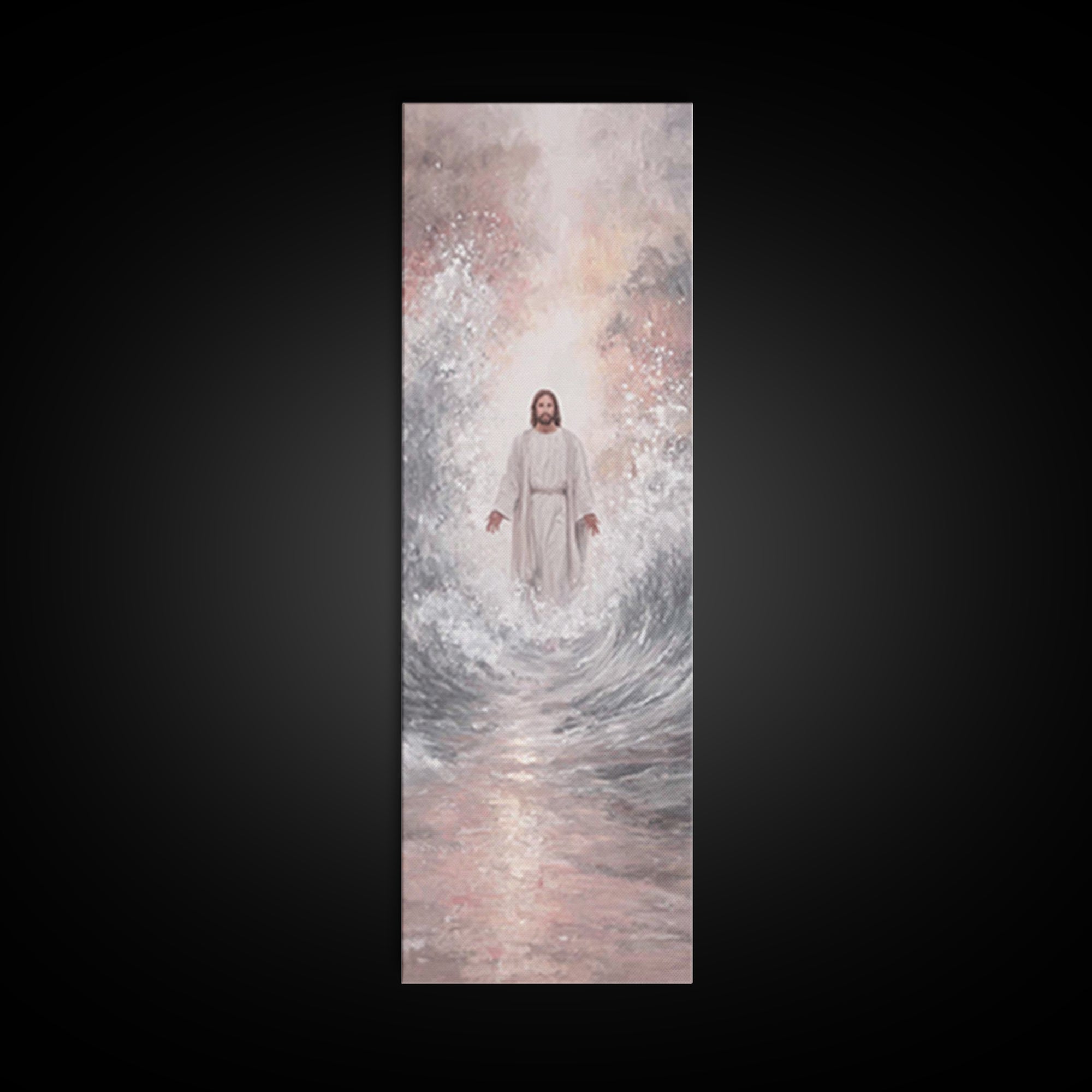 Rising Dawn Light | Framed Canvas Print | Tall Narrow Wall Art | Christian Art Canvas | Jesus Painting | Christian Wall Art