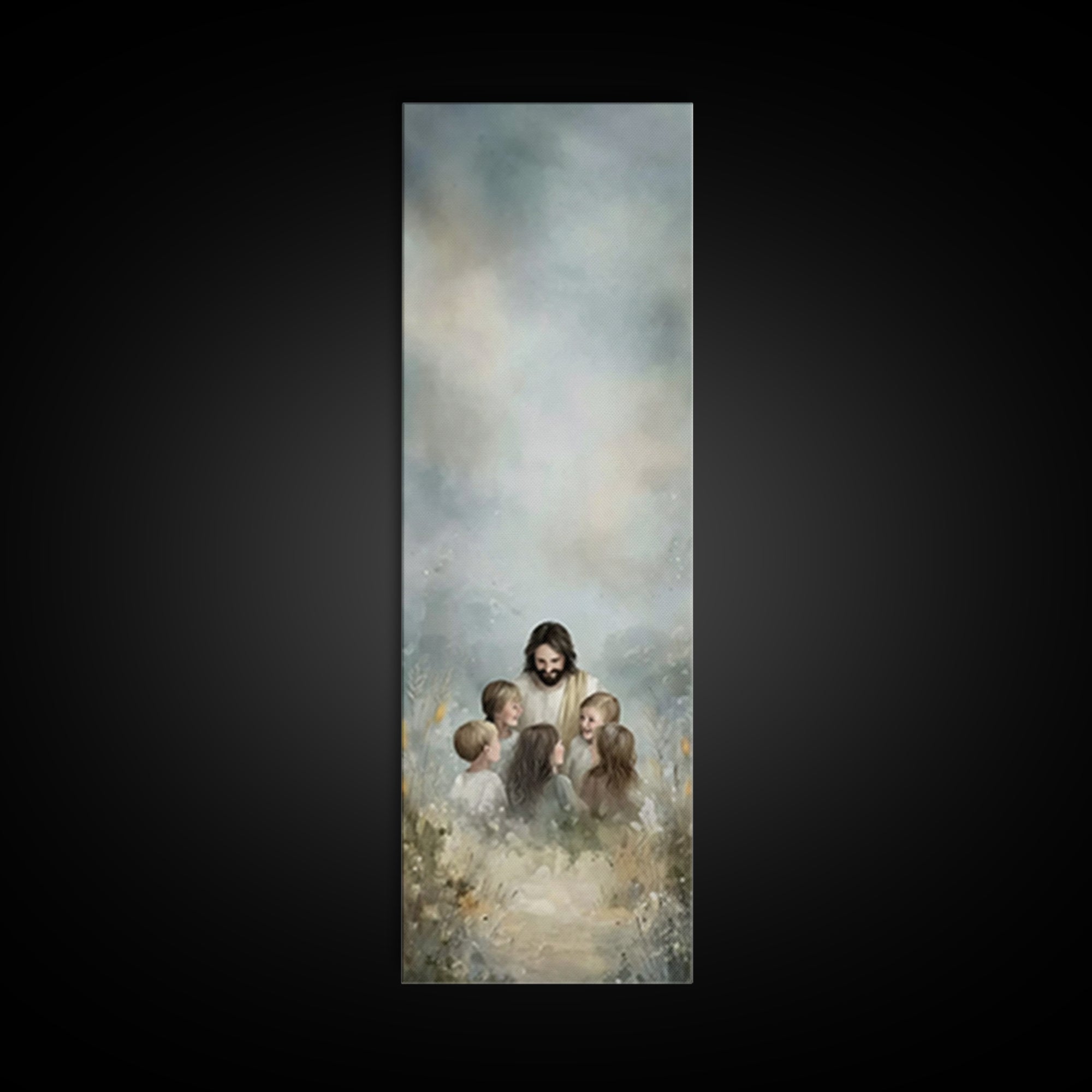 Circle Of Light | Framed Canvas Print | Skinny Art | Jesus Painting | Christian Art Canvas | Christian Wall Art | Christmas Art