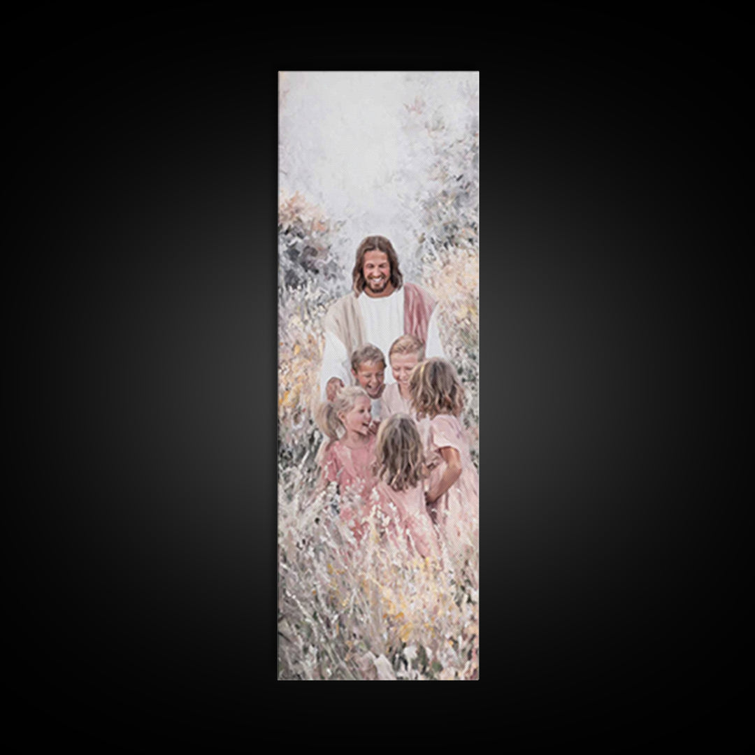 Children Of Hope | Framed Canvas Print | Tall Skinny Art Print | Christian Wall Art | Christmas Art | Christian Art Canvas | Jesus Painting