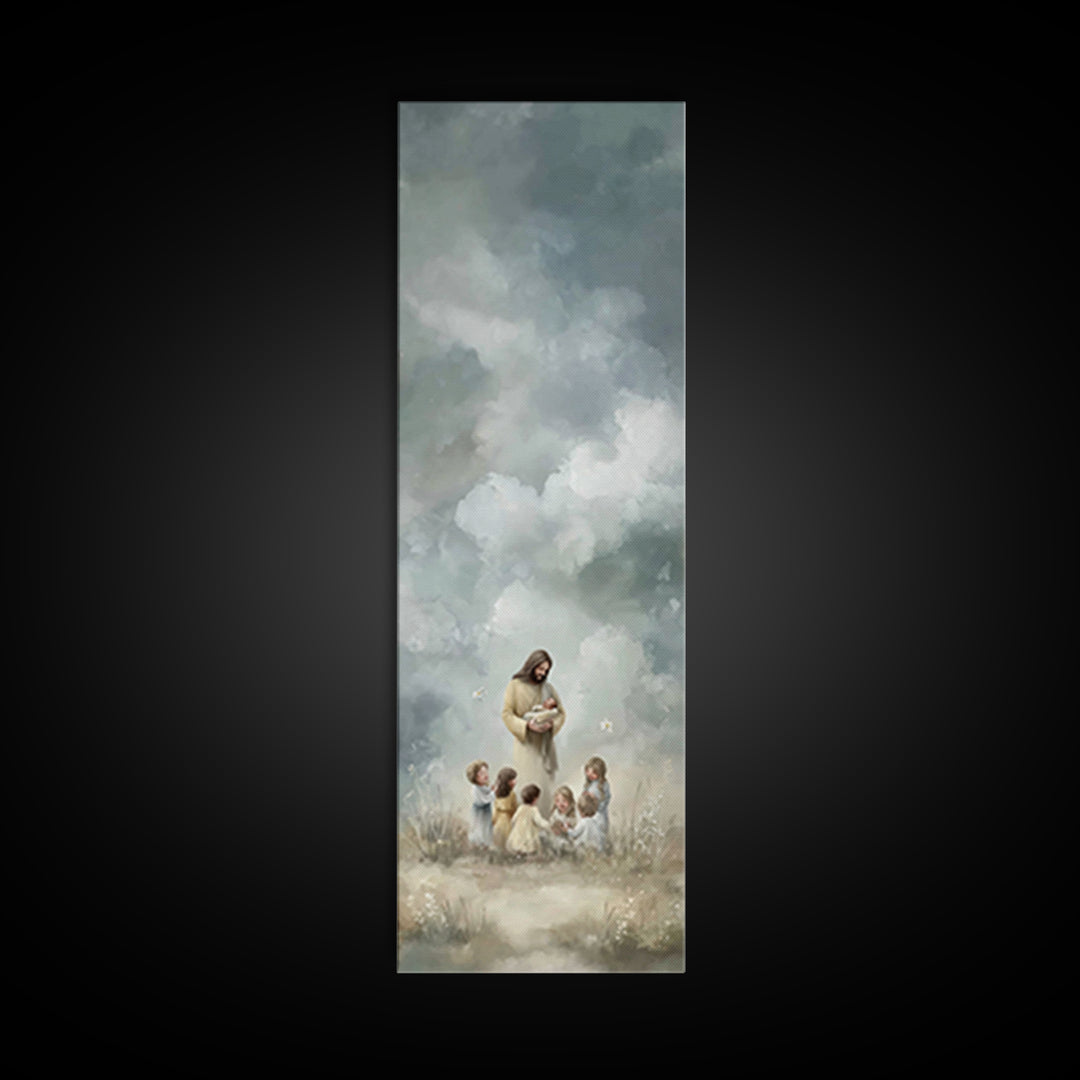Radiant Garden Grace – Framed Canvas Print – Skinny Art – Jesus Painting – Christian Christmas Art – Christian Art Canvas – Christian Wall