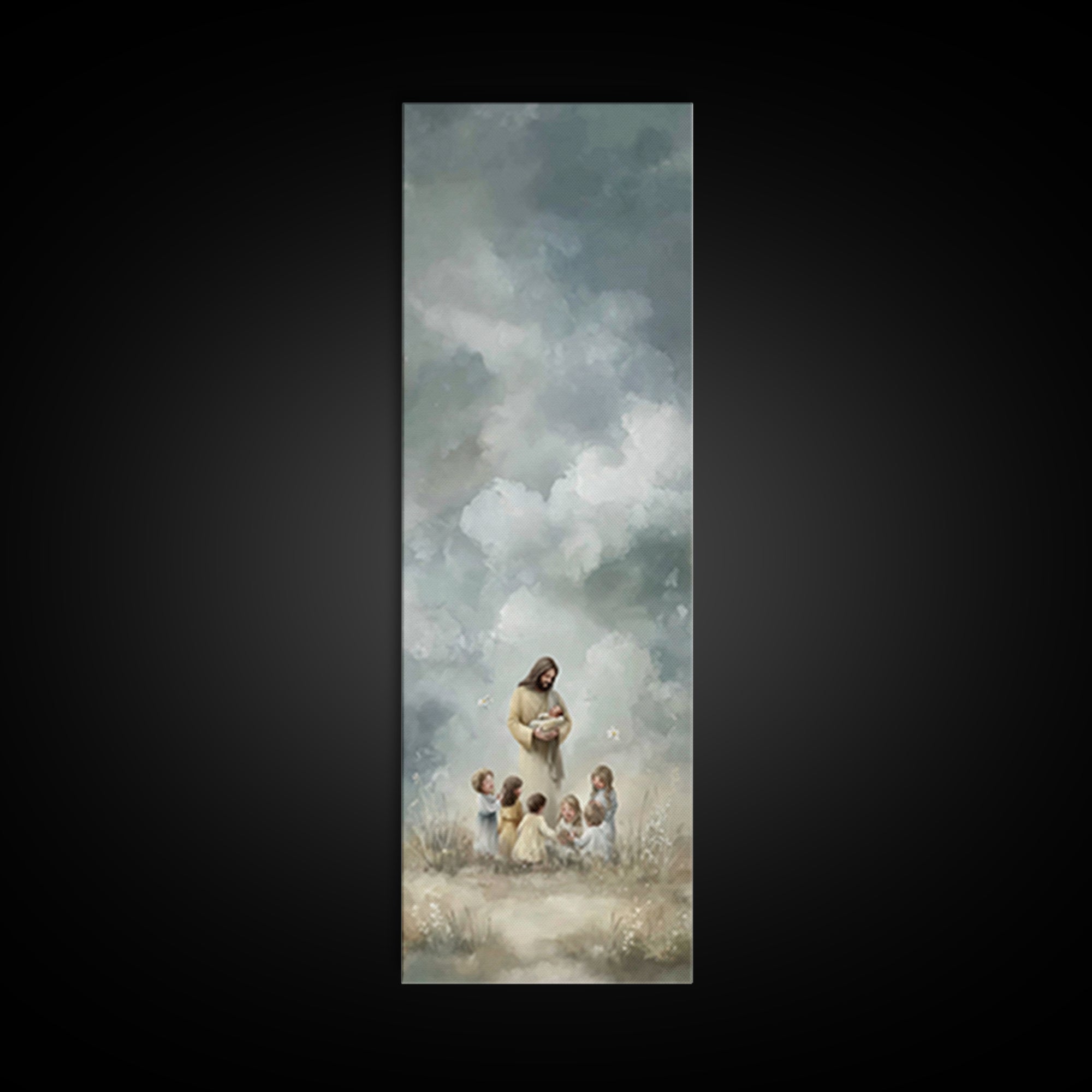 Radiant Garden Grace – Framed Canvas Print – Skinny Art – Jesus Painting – Christian Christmas Art – Christian Art Canvas – Christian Wall