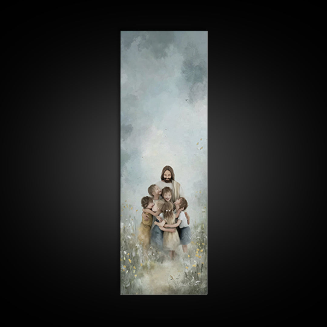 Clouds Of Mercy, Framed Canvas Print, Tall Narrow Wall Art, Christian Christmas Art, Christian Art Canvas, Jesus Painting, Christian Wall A