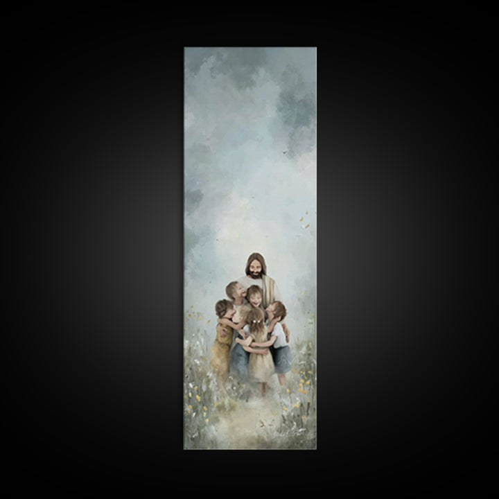 Clouds Of Mercy, Framed Canvas Print, Tall Narrow Wall Art, Christian Christmas Art, Christian Art Canvas, Jesus Painting, Christian Wall A