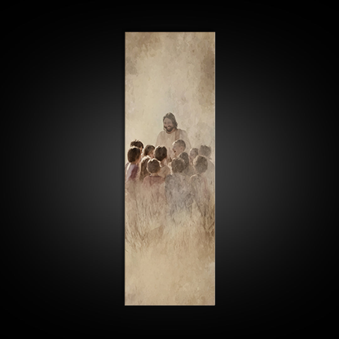 Fields Of Mercy – Framed Canvas Print – Tall Skinny Art Print – Christian Wall Art – Jesus Painting – Christian Art Canvas – Christian Deco