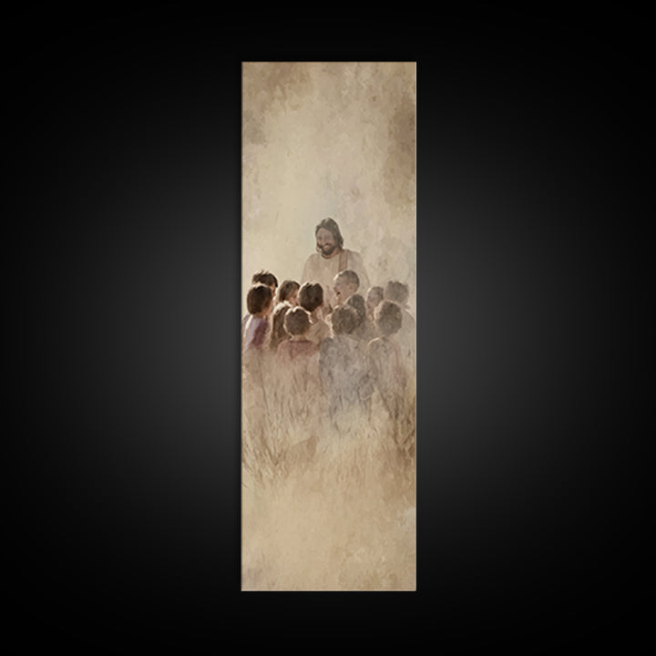 Fields Of Mercy – Framed Canvas Print – Tall Skinny Art Print – Christian Wall Art – Jesus Painting – Christian Art Canvas – Christian Deco
