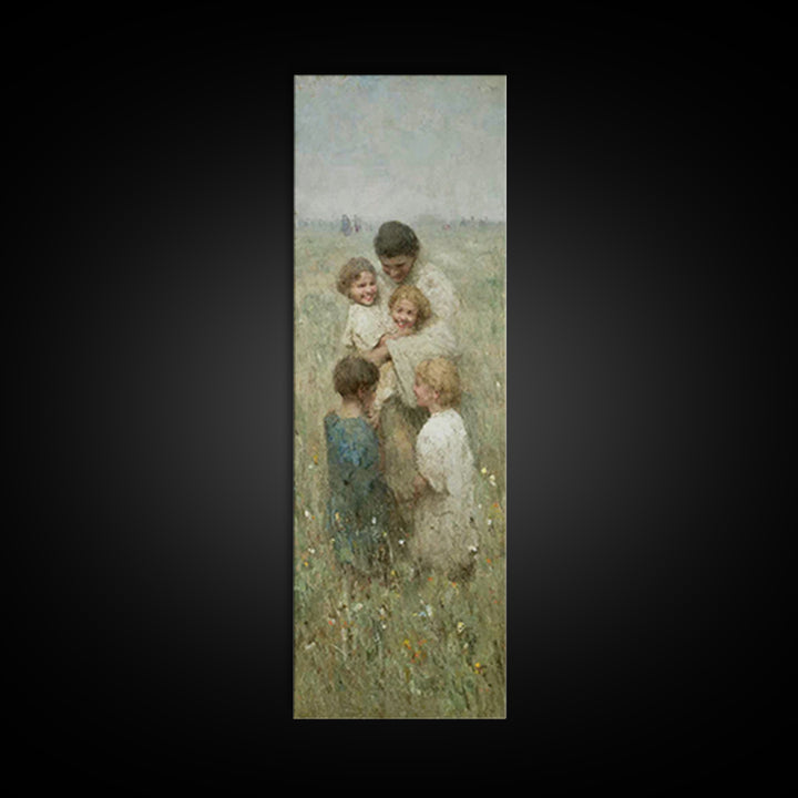Gathered In Grace, Framed Canvas Print, Narrow Art, Jesus Painting, Christian Wall Art, Christian Art Canvas, Christian Christmas Art