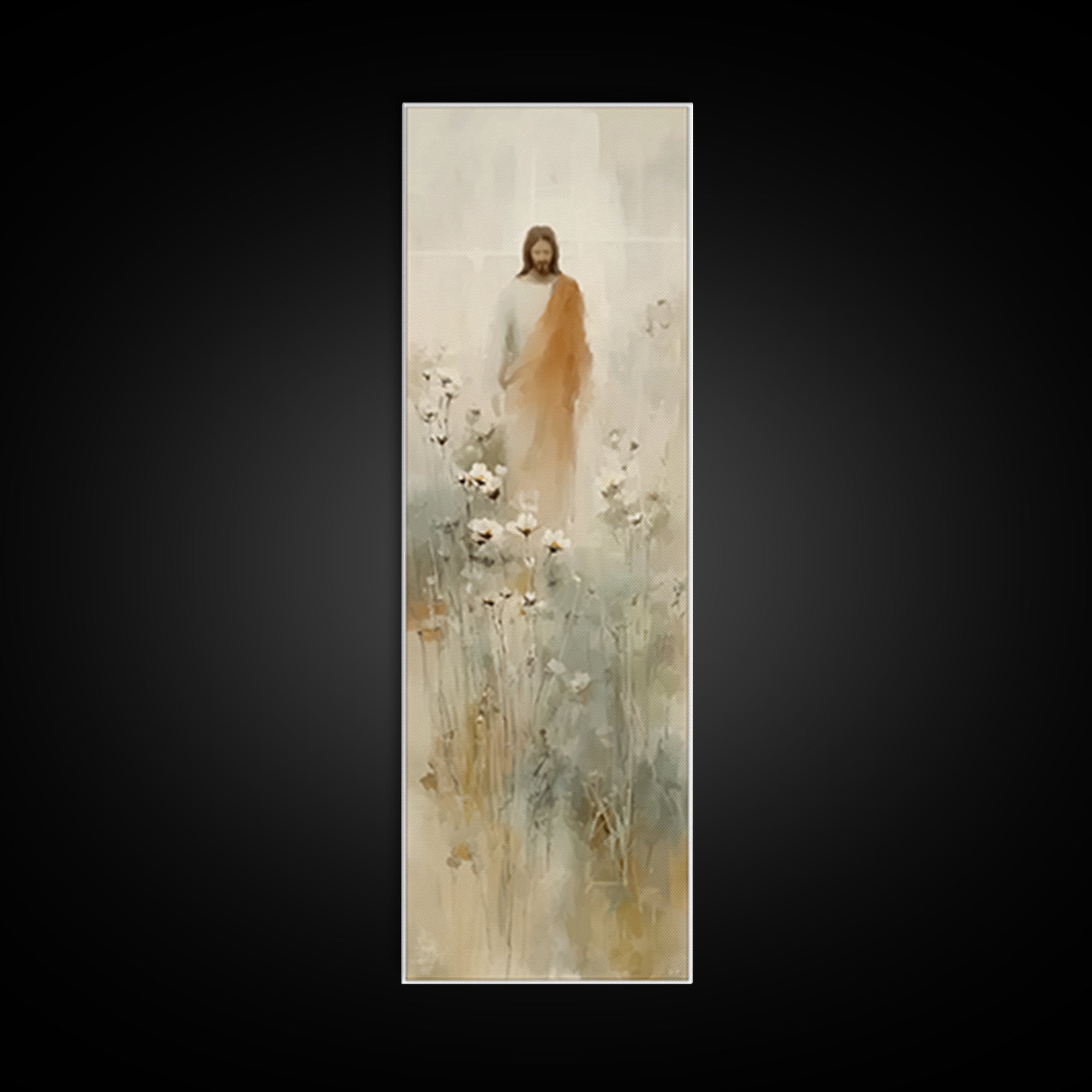 Eternal Bloom, Framed Canvas Print, Tall Narrow Wall Art, Christian Art, Jesus Painting, Christian Wall Art, Christian Art Canvas