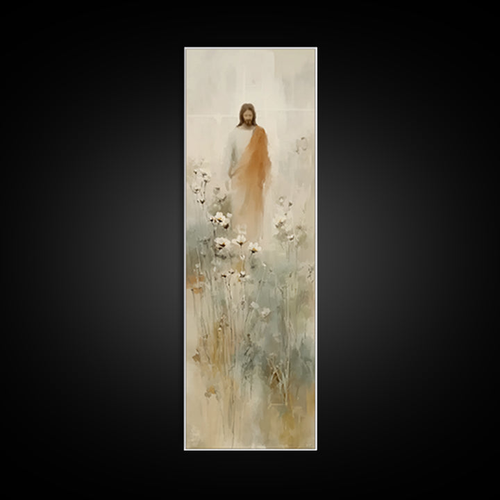 Eternal Bloom, Framed Canvas Print, Tall Narrow Wall Art, Christian Art, Jesus Painting, Christian Wall Art, Christian Art Canvas
