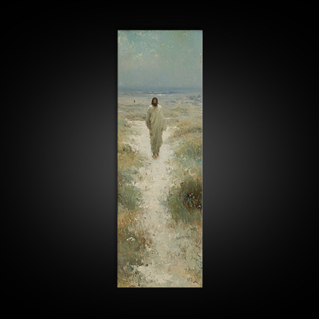 Desert Path Light – Framed Canvas Print – Tall Narrow Wall Art – Christian Wall Art – Jesus Painting – Christian Art Canvas – Christian Dec