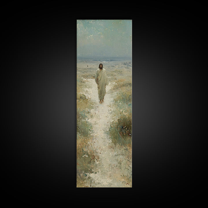 Desert Path Light – Framed Canvas Print – Tall Narrow Wall Art – Christian Wall Art – Jesus Painting – Christian Art Canvas – Christian Dec