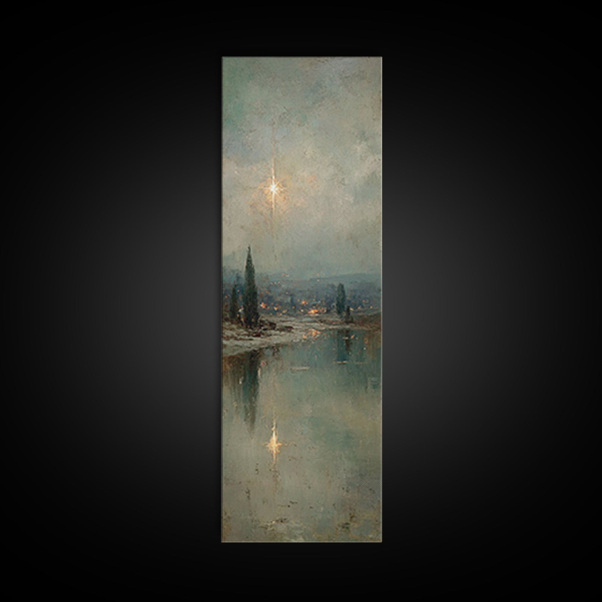 Star of Peace - Framed Canvas Print - Tall Skinny Art Print - Christian Wall Art - Christian Art - Christmas Art - Christian Christmas