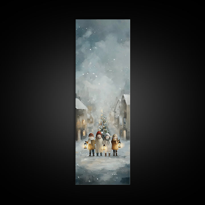 Winter Lantern Joy – Framed Canvas Print – Christmas Wall Art – Christian Christmas Art – Christian Art Canvas – Narrow Art – Christian Dec