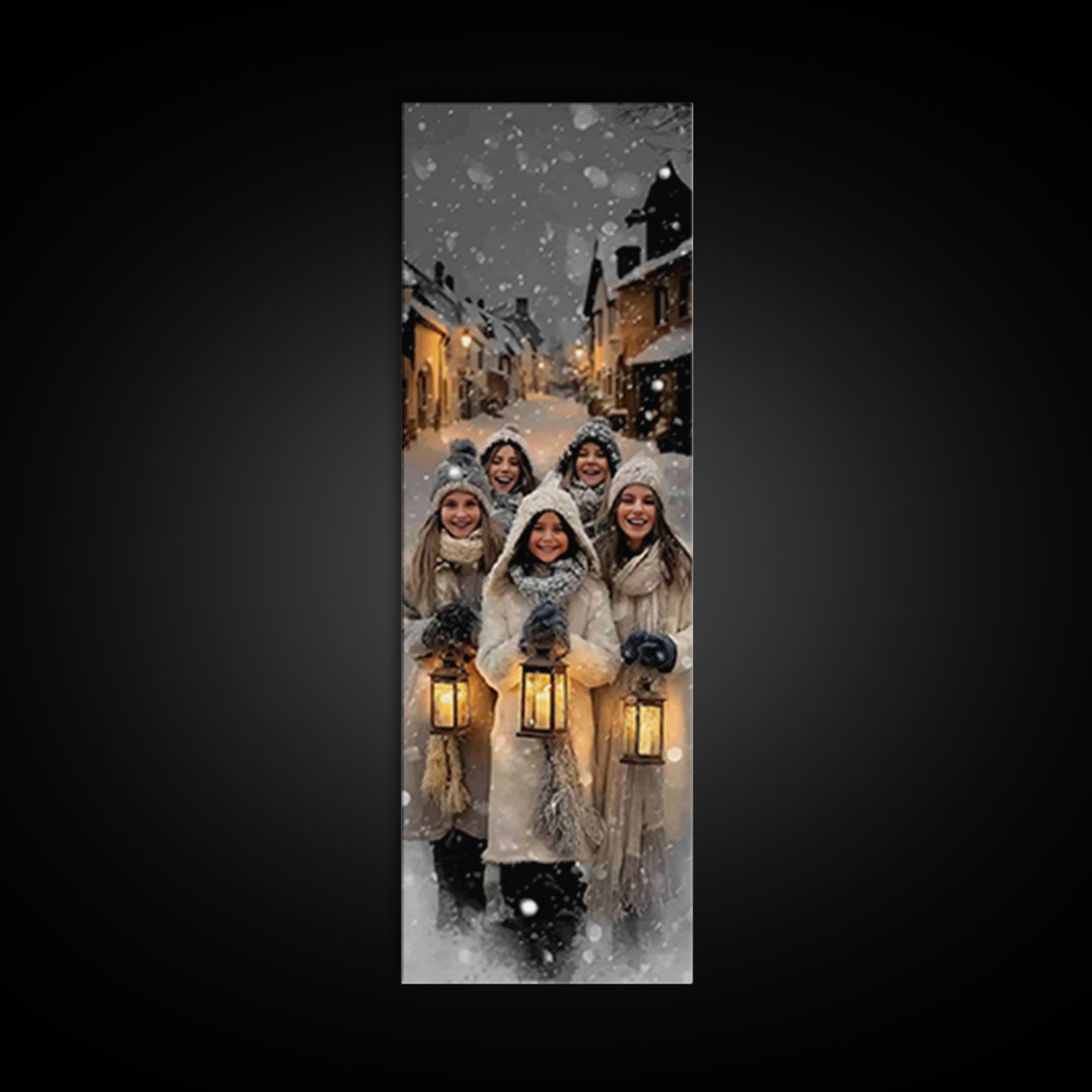 Snowfall Rejoicing – Framed Canvas Print – Christmas Art – Christian Wall Art – Modern Christmas Art – Tall Narrow Wall Art – Christian Chr