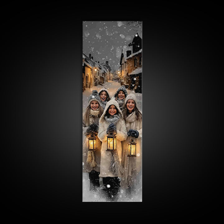 Snowfall Rejoicing – Framed Canvas Print – Christmas Art – Christian Wall Art – Modern Christmas Art – Tall Narrow Wall Art – Christian Chr