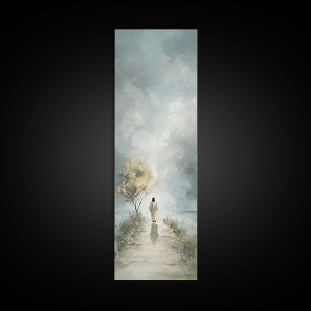 Light Of Promise – Framed Canvas Print – Christian Art Canvas – Tall Narrow Wall Art – Vintage Christian Art – Jesus Painting – Christmas A