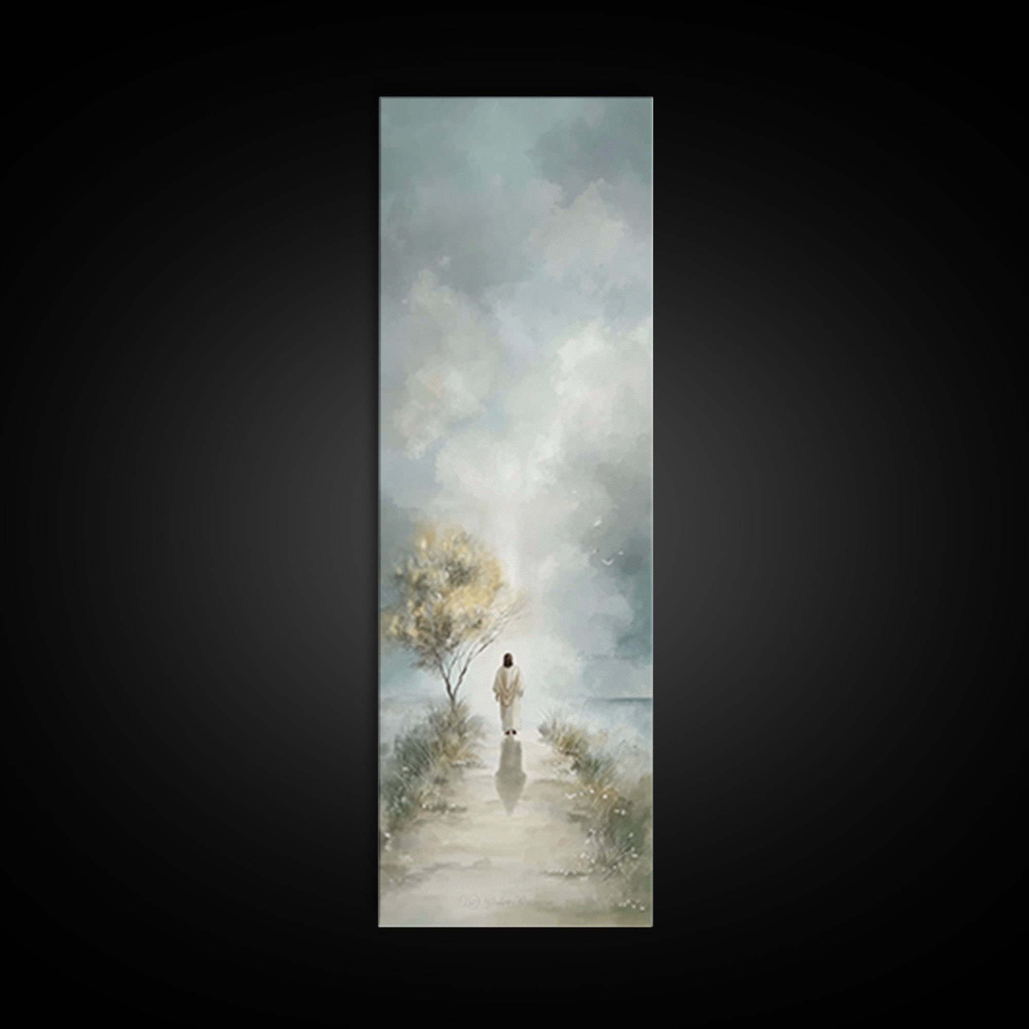Light Of Promise – Framed Canvas Print – Christian Art Canvas – Tall Narrow Wall Art – Vintage Christian Art – Jesus Painting – Christmas A