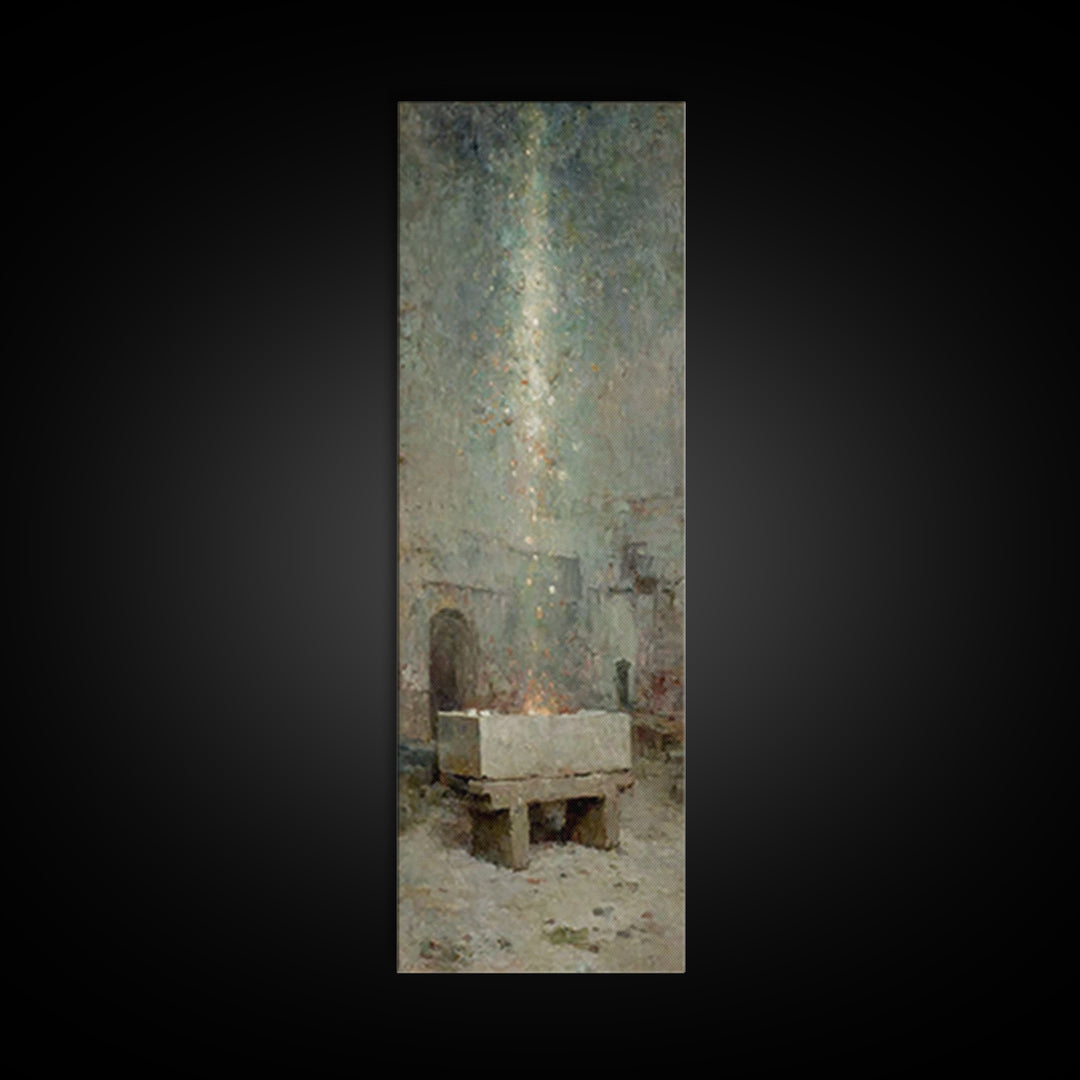 Bethlehem Glow | Framed Canvas Print | Christian Art Canvas | Tall Skinny Art Print | Christmas Wall Art | Vintage Christian Art | Christia