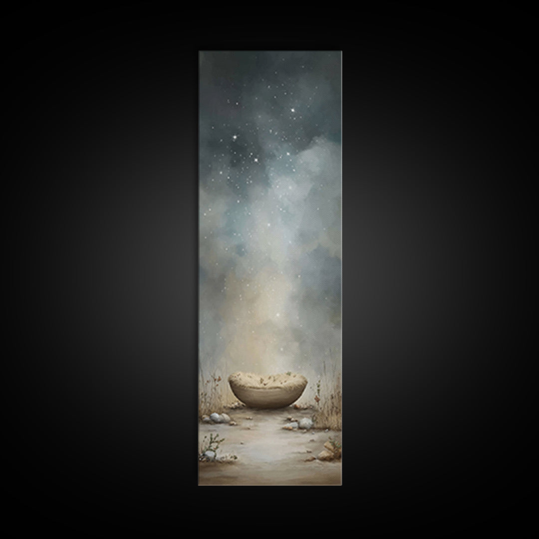 Starlit Wonder, Framed Canvas Print, Christian Wall Art, Narrow Art, Christmas Art, Christian Christmas Art, Modern Christian Art