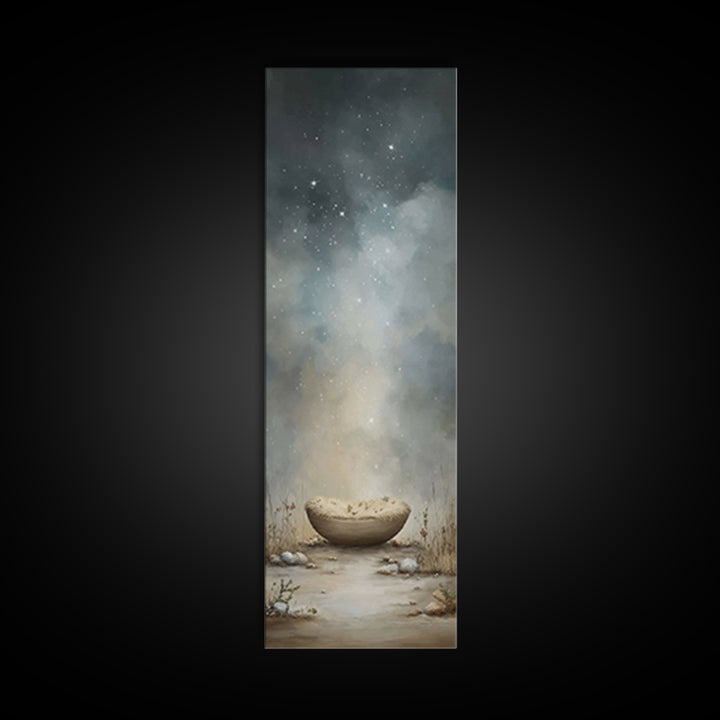Starlit Wonder, Framed Canvas Print, Christian Wall Art, Narrow Art, Christmas Art, Christian Christmas Art, Modern Christian Art